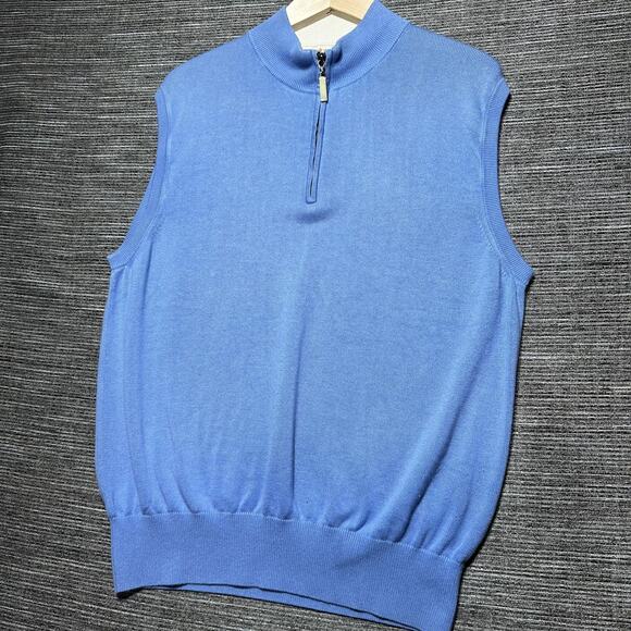 Peter Millar Vest Men's Large Blue Full Zip Vintage Silk Cashmere - Picture 5 of 12
